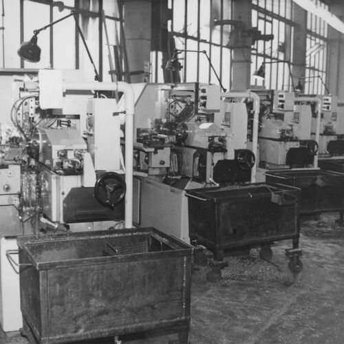 1979: Blick in die Halle A zum Automatendrehen
